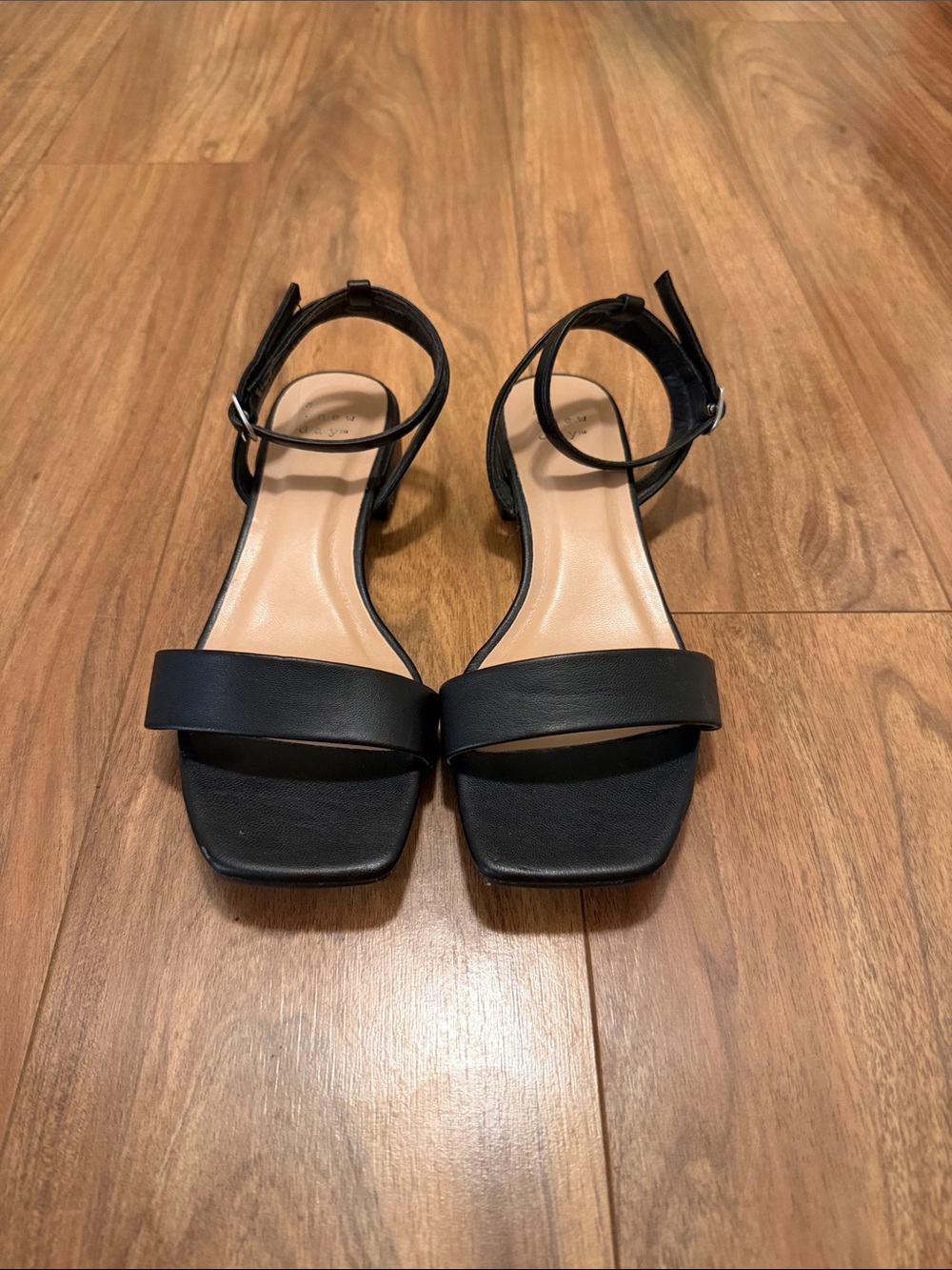 a new day Black Square-Toe Ankle-Strap Heels